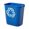 Rubbermaid Commercial 13.63 qt. Desk Recycling Container, Satin Black/Satin Alum, Plastic FG295573BLUE